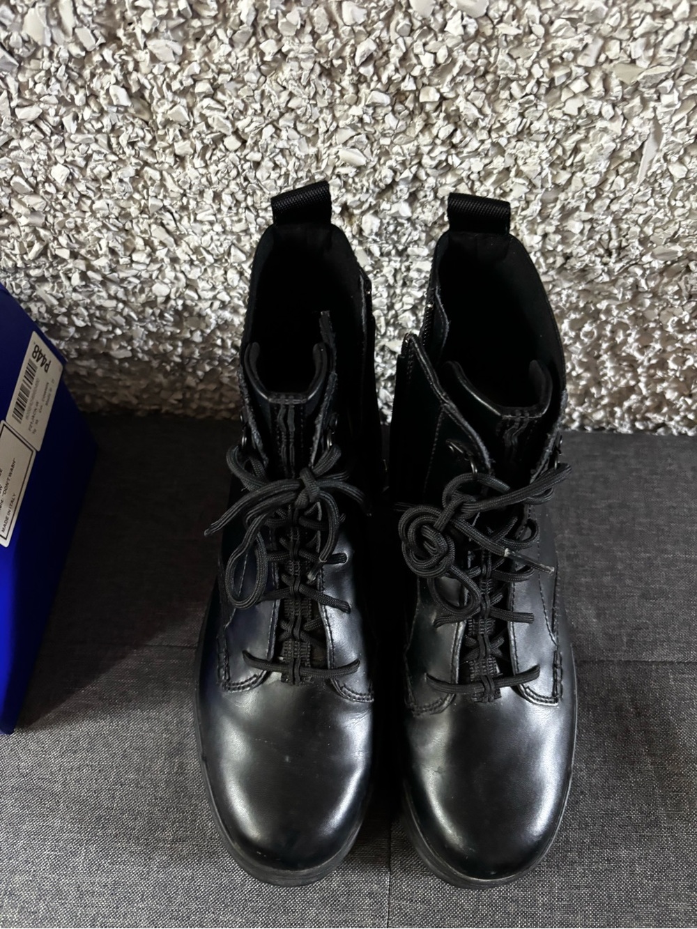 UGG Black Lace-Up Leather Ankle Boots